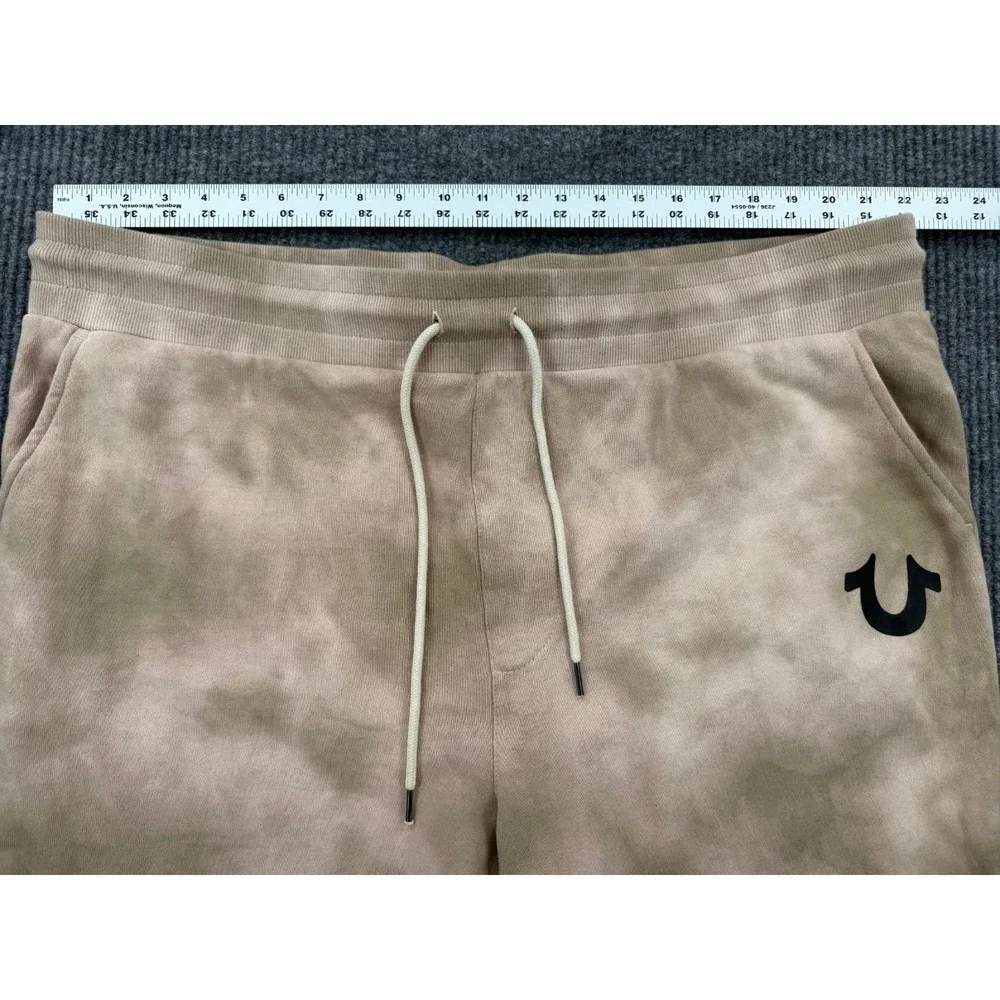 True Religion Mens Logo Core Jogger Sweatpants XXL Fog Beige Fleece NWT